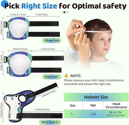 Vvinca Kids Toddlers Bike Helmet Adjustable for Ages 3-5-8 Years, Knee Pads and Elbow Pads Set Wrist Guard Sports Protective Gear Set for Roller Skate Bicycle Skateboard Scooter Girl Boy Birthday Gift