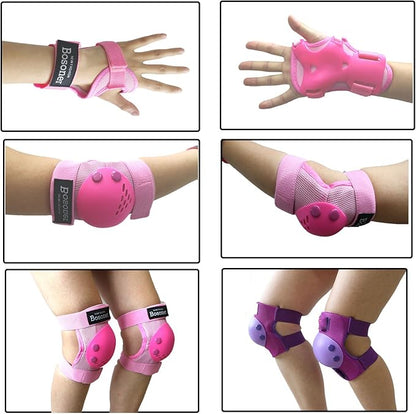 BOSONER Kids/Youth Knee Pads Elbow Pads Wrist Guards Set for 3-15 Years, Child Protective Gear Set for Roller Skates, Cycling, BMX Bike, Skateboard, Inline Skating, Scooter Riding Sports…