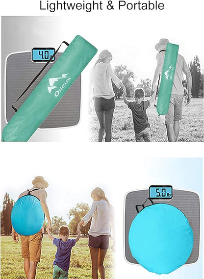 Oileus X-Large 4 Person Beach Tent Sun Shelter - Portable Sun Shade Instant Tent for Beach with Carrying Bag, Stakes, 6 Sand Pockets, Anti UV for Fishing Hiking Camping, Waterproof, Light Green