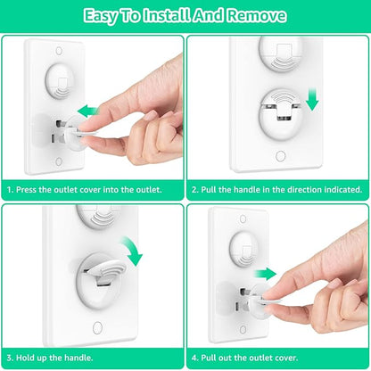 Outlet Covers Baby Proofing with Hidden Handle (32 Pack) Child Proof Outlet Plug Covers 3-Prong Baby Proofing Electrical Outlet Cover Safety Power Outlet Protector Child Socket Cap