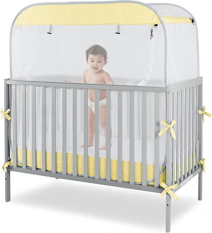 Porayhut Portable Baby Crib Net Safety Mesh Tent,Pop up Infant Mosquito Net, See Through Canopy Netting Cover for Baby&Toddler to Keep Baby from Climbing Out.