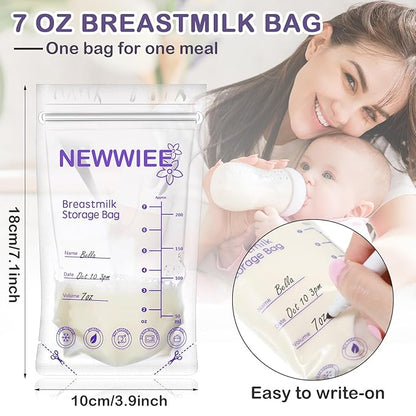 600 Count Breastmilk Storage Bags 7oz Breast Milk Bags for Breastfeeding Self Standing Breastmilk Storing No Leak Double Seal Freezer Storage for Refrigeration and Freezing(Purple)