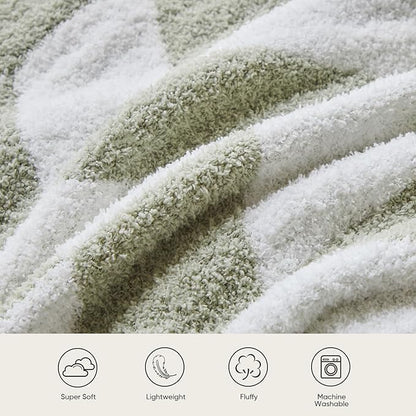 Snuggle Sac Sage Green Bedding Blankets Twin Size, Super Soft Warm Blankets Oversized Cozy Knit Fuzzy Blanket for Living Room, Chevron Green,60x80 inches