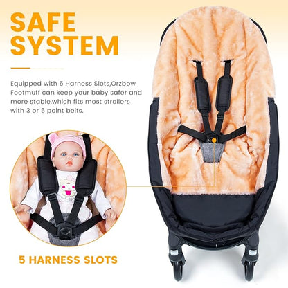Orzbow Stroller Footmuff Universal | Faux Wool Baby Bunting Bag | Warm, Weather-proof, Adjustable Buckles | Winter Stroller Zipper Blanket Cover | Baby Sleeping Bag for Cold Weather Accessories, Black