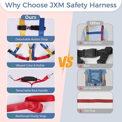 Safety Harness Leash for Big Kids with Autism and Special Needs (6-12 yrs), Child Adjustable Elopement Harness with Emergency Handle and Tether, Keep Active Autistic/ADHD Kids Safe and Free Outdoors