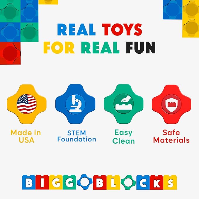 Big Blocks for Kids Ages 4-8 — Indoor & Outdoor Blocks for Kids Games — Large Building Blocks (48 pc) Learner Set