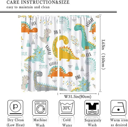 Dinosaur Curtains for Kids Boys Girls Home Decor Childish Cute Dino Animals Print Pattern Rod Pocket Blackout Window Drapes for Nursery Baby Bedroom Playroom W31.5xL63in 2 Panels