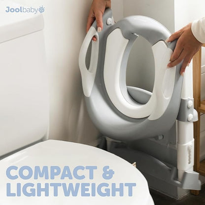 Jool Baby Potty Training Seat with 2 Step Ladder for Toddlers - Soft Cushioned Seat & Splash Guard, Adjustable Height (Gray)