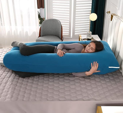 Amagoing 55 inches Pregnancy Pillow, U Shaped Maternity Full Body Pillow for Women, Support for Hip, Leg, Back Pain, Washable Jersey Cover, Double Zipper, Pregnancy Must Haves