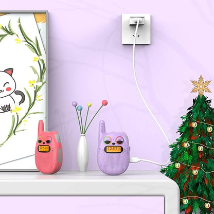 Walkie Talkies for Kids Rechargeable, Christmas Birthday Gifts for Girls Age 3-9,Easy to Use Kids Walkie Talkies,Spy Games Toys for 3 4 5 6 7 8 9 10 12 Year Old Girl with USB Chargeable Battery 2 Pack
