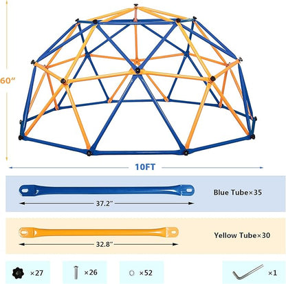 JAXPETY 10 FT Climbing Dome, Toddler Outdoor Climbing Toys, Kids Jungle Gym for Backyard, Playground Doorway Geometric Dome for Kids 8-12 Climber, Metal Outside Climbing Gym, Capacity 500 Lbs