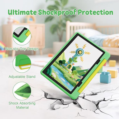 Kids Tablet,Android 15 Tablet with HD Display,10.1 inch,Parental Control & Kids Mode, Octa-Core, GMS Certified,20GB RAM 64GB ROM,1TB Expandable, 5000mAh Battery, Dual Camera, Protective Case,Green