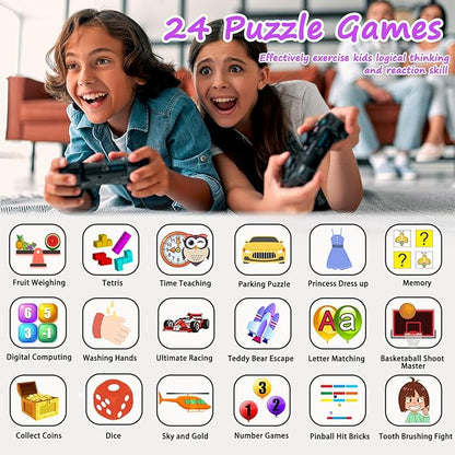 Smart Watch for Kids Ages 4-12, 24 Puzzle Games HD Touch Screen Camera Alarm Clock Birthday Gift for Girls 6-9 Years Old