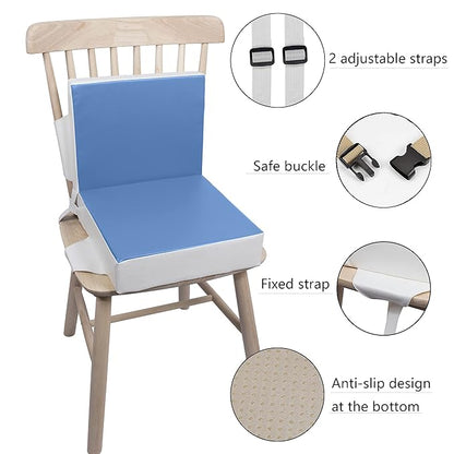 Kalawen Upgraded 2Pcs PU Washable Straps Safety Buckle Toddler Booster Seat for Kitchen Chair, Portable Travel