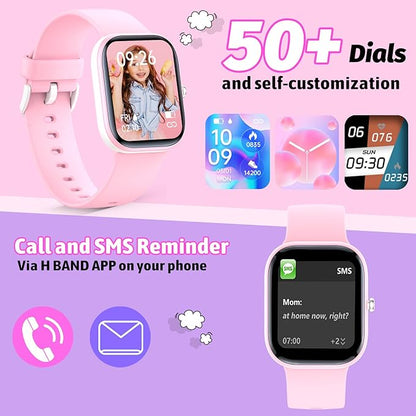 Kids Watch with Fitness Tracker No Phone/APP Needed,19 Sport Mode,1.5" DIY Dial,IP68 Waterproof,Sleep Monitor,Pedometers,Heart Rate,Great Birthday Gift for Boys Girls Teens 6-14 (Pink)