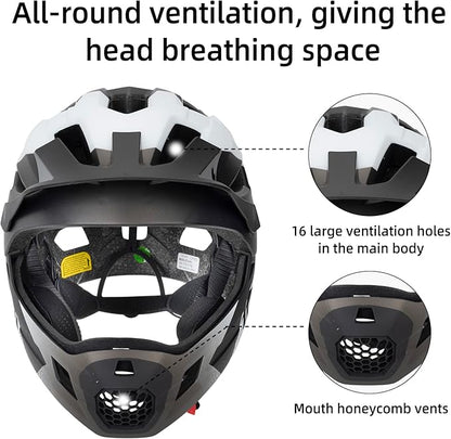 ROCKBROS Kids Bike Helmet Adjustable Detachable Full Face Bike Helmet for Children Bicycle, Skateboard, Scooter, Protective Gear