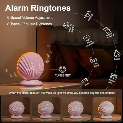Alarm Clocks for Bedrooms,Portable Bluetooth Speaker,White Noise Sound Machines,Song 20/40/60 Timer,RGB Night Light,Bedroom Decor Aesthetic,Ideal Gift for Adult Women Teen Girls Boys(Pink)