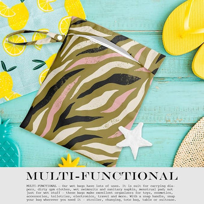 Wet Bag, Wet Dry Bag, Wet Bag for Swimsuit, Travel, Beach, Pool, Diapers, Dirty Yoga Gym Clothes, Makeup Bag, Waterproof Tropical Palm Leaves Decor Jungle Palm Leaf Favors