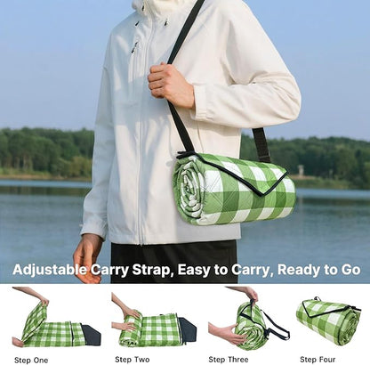 TigeJoy Extra Large Picnic Blanket Waterproof Foldable 60''x80'', Outdoor Picnic Mat Beach Blanket Sandproof for Park, Grass, Travel, Hiking, Camping Essentials, Gingham Picnic Blanket