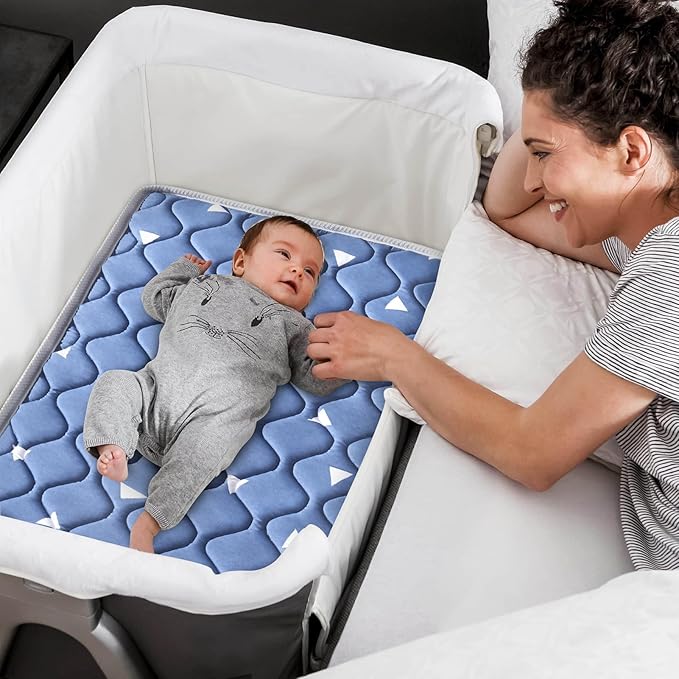 Baby Bassinet Mattress 33x 19 inches- Firm Support and Comfort Premium Foam,Noiseless and Odorless,Hypoallergenic Small Crib Mattress, Fits Moses Basket, Dual Sided with Soft Breathable Fabric