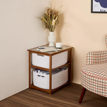 Large Storage Baskets for Organizing, Closet Shelf Baskets for Clothes Blanket Towels, Baby Nursery, Toy Bins Box, Woven Rope Baskets, 17 x 13 x 7.5”, 4 Packs Off White