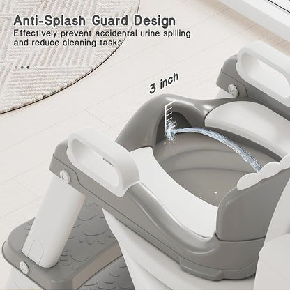 Potty Training Seat, Toddler Toilet Seat for Kids Boys Girls, 2 in 1 Potty Training Toilet for Kids, Splash Guard Anti-Slip Pad Step Stool, Adjust High Potty Chair for Toddler Kid Boys Girls