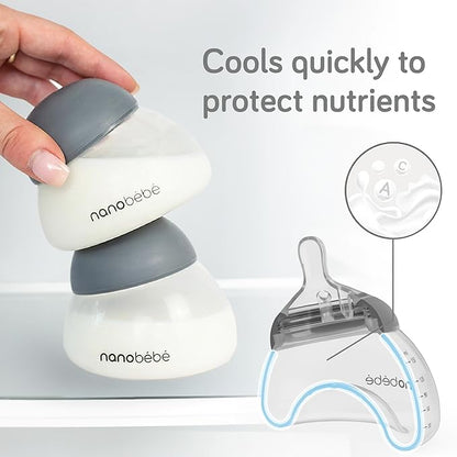 Nanobebe Breastmilk Bottle, Breastfeeding Newborn Breast Like, Anti Colic, Perfect Latch, Preserves Breast Milk nutrients, Twin-Pack Sage