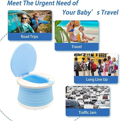 Travel Potty for Toddler, Portable and Foldable Toilet, Apply to Seat Emergency Toilet for Car, Camping, Outdoor, Indoor (blue, small)