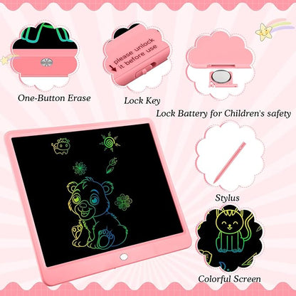 Decute Kids Toys LCD Writing Tablet with Stylus, 15 Inch Erasable Toddlers Doodle Board, Reusable Drawing Pad for Kids, Educational Christmas Birthday Gift for 3 4 5 6 7 8 Girls Boys Toddler Pink