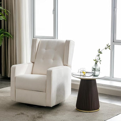 Swivel Rocker Recliner Chair Set of 2, Nursery Glider Chair, Nursery Rocking Chairs, Manual Reclining Chair, White