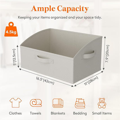 Lifewit Storage Baskets for Shelves, 6 Packs Non-woven Fabric Trapezoid Closet Organizer Bins with Handles, Foldable Clothing Containers Box for Clothes, Toy, Towel, Book, DVD, Hats, Medium-Light Grey
