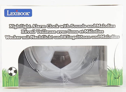 LEXiBOOK - Soccer Ball Digital Alarm Clock with Night Light Snooze, Clock, Luminous Soccer Ball, Black Colour - RL800FO