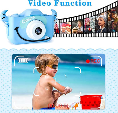 Kids Camera Toys for 3 4 5 6 7 8 9 10 11 12 Years Old Boys/Girls, Kids Digital Camera for Toddler with Video, Birthday Festival for Kids, Selfie Camera for Child, 32GB TF Card
