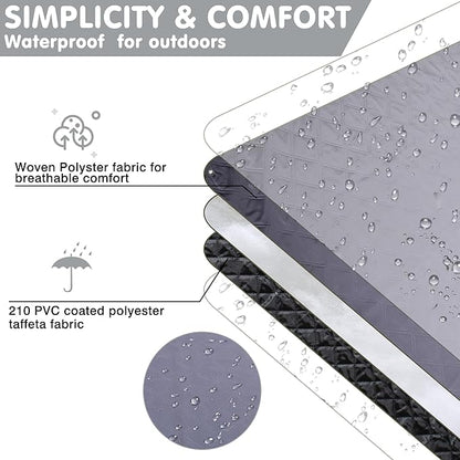 Waterproof Picnic Blanket 80 * 60 in Portable with Carry Strap for Beach Mat or Family Outdoor Camping Party, Park Blanket for Grass Park, Hiking, Travel