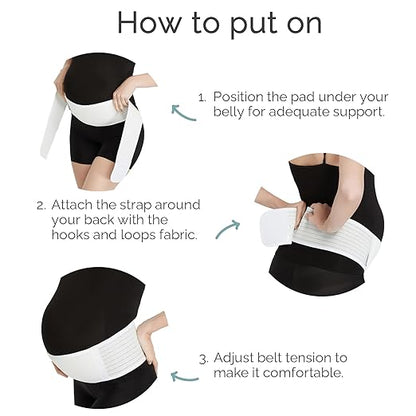 NeoTech Care Adjustable Maternity Belt - Light and Breathable Pregnancy Belly Support Band for Pregnant Women (White, Extra Large Size)