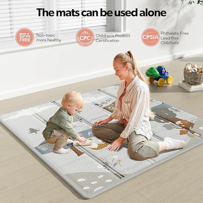 Fodoss Baby Playpen with Mat, Small Baby Play Pen(47x47inch), Playpen for Babies and Toddler (47×47inch Beige with mat)