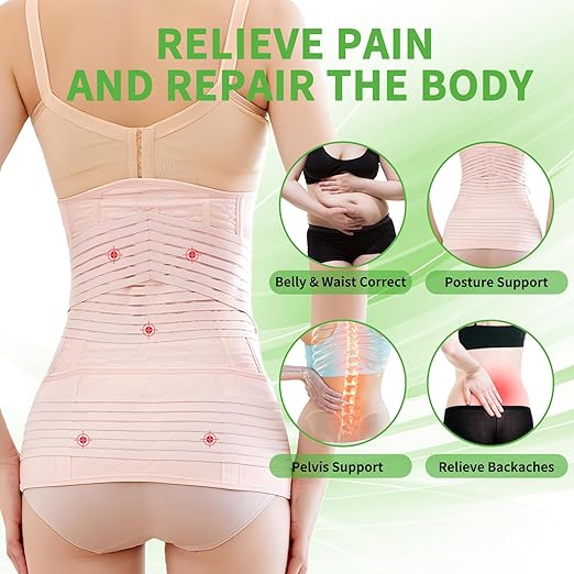 2 in 1 Postpartum Belly Band Wrap Pink, C-Section Support Belt Large, Post Partum Support Recovery Waist/Pelvis Belt, Hysterectomy Belly Band Binder Girdle Stomach