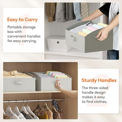 Lifewit Storage Baskets for Shelves, 6 Packs Non-woven Fabric Trapezoid Closet Organizer Bins with Handles, Foldable Clothing Containers Box for Clothes, Toy, Towel, Book, DVD, Hats, Medium-Light Grey