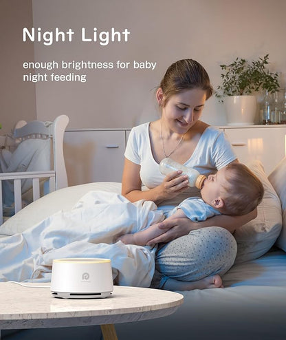 Dreamegg D1 Sound Machine - White Noise Machine with Baby Night Light for Sleeping, High Fidelity Sounds, Timer & Memory Feature, Sound Machine for Baby Adults, Home, Office, Travel (White)