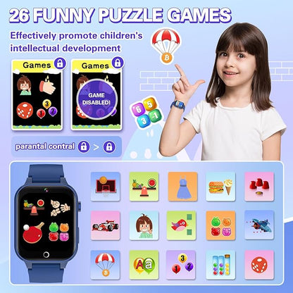 Vakzovy Smart Watch for Kids with 26 Puzzle Games HD Camera MP3 Player Audiobook Video Pedometer Habit Tracking Learn Card Flashlight Kids Smart Watch Boys Gift for 5-12 Year Old Boys Toys