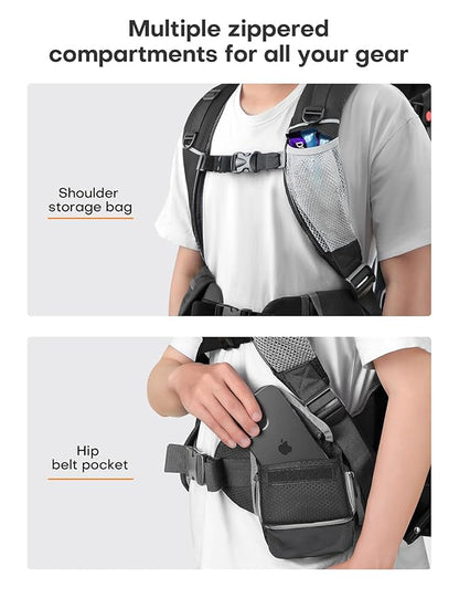 besrey Baby Backpack Carrier, Toddler Hiking Backpack with Safety 3-Height Seat, Adjustable Straps&Waist Belt, Foldable Frame Lightweight Large Capacity Child Carrier for Hiking (Black/Grey)