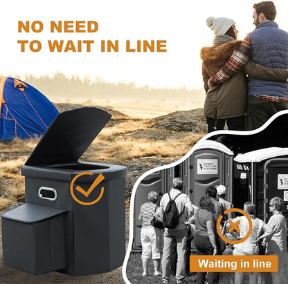 Upgrade XL Portable Toilet for Adults, Extra Large Portable Travel Floding Toilet, Camping Tall Toilets with Lid for Adults and Kids Compact Potty for Car,Hiking,Beach and Camping
