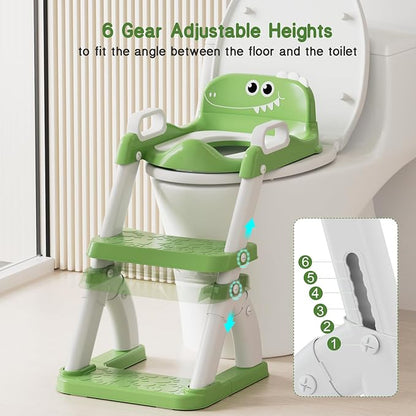 Potty Training Seat, Toddler Toilet Seat for Kids Boys Girls, 2 in 1 Potty Training Toilet for Kids, Splash Guard Anti-Slip Pad Step Stool, Adjust High Potty Chair for Toddler Kid Boys Girls