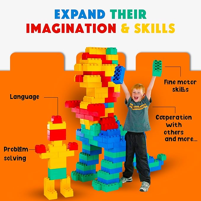 Big Blocks for Kids Ages 4-8 — Indoor & Outdoor Blocks for Kids Games — Large Building Blocks (48 pc) Learner Set