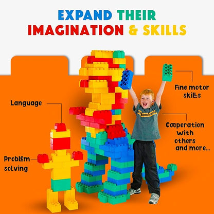 Big Blocks for Kids Ages 4-8, Indoor & Outdoor Blocks for Kids Jumbo Games, Large Building Blocks (96 PC) Standard Set
