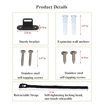 Anti Tip Furniture Anchors (2 Sets),Heavy Duty Furniture Wall Anchor,Adjustable Earthquake Straps,Furniture Anchors for Baby Proofing,Black