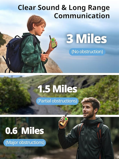 Walkie Talkies for Kids Rechargeable,Toys for Boys and Girls, 2 Pack Long Range 2-Way Radios, Birthday Gifts,Christmas Stockings, Outdoor Play, Family Games, Hiking Camping Gear