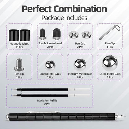 Magnetic Fidget Pen Toys - Multifunctional Writing Novel Pen for Friends, Kids, Boys, Girls, Teens 8+, Office Teacher Birthday Party Gifts, Stress & Anxiety Relief(Black)