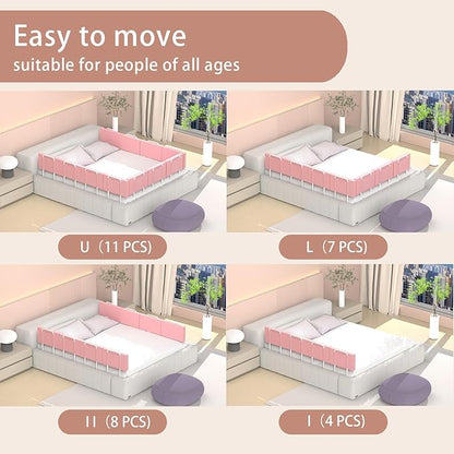Bed Rail Bumpers for Toddlers, for Elderly Adults Safety, Adjustable Bed Side Guard Rails for Kids, Twin, Bunk, Queen & King Full Size Beds（Pink, 2 Packs）