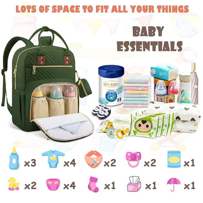 Baby Diaper Bag Backpack, Travel Diaper Bags for Girl Boy Large Capacity Baby Bag Backpack for Women Army Green